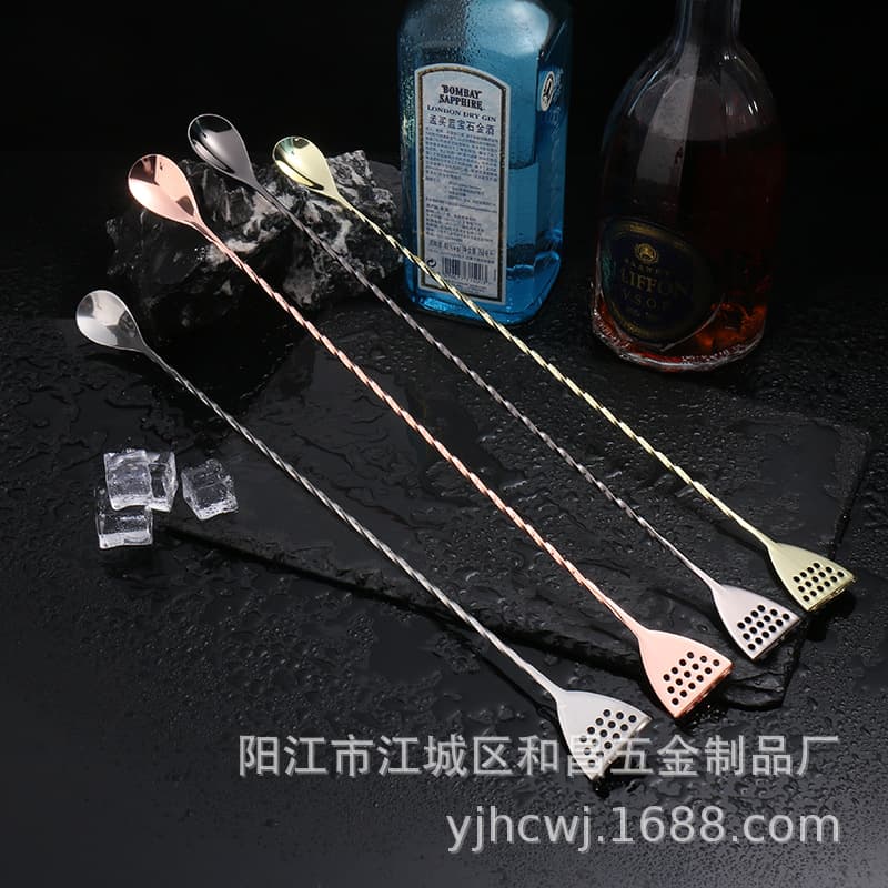 304 Stainless Steel Stirring Spoon Bar Double-ended Dual-use Stainless Steel Bar Spoon Coffee Stirrer Cocktail Mixing Spoon