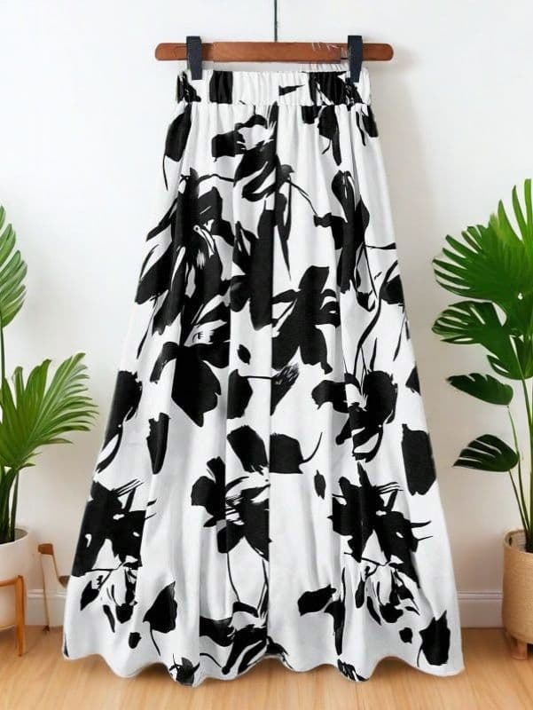 Summer Vacation Style Printed Loose Off-Shoulder Midi Skirt Elegant High-End Lady Dress