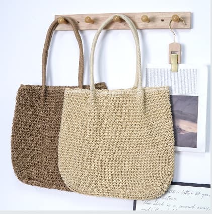 New Foreign Trade Handmade Crochet Bag Woven Bag Niche Straw Bag Seaside Vacation Shoulder Bag Large Capacity Tote Bag