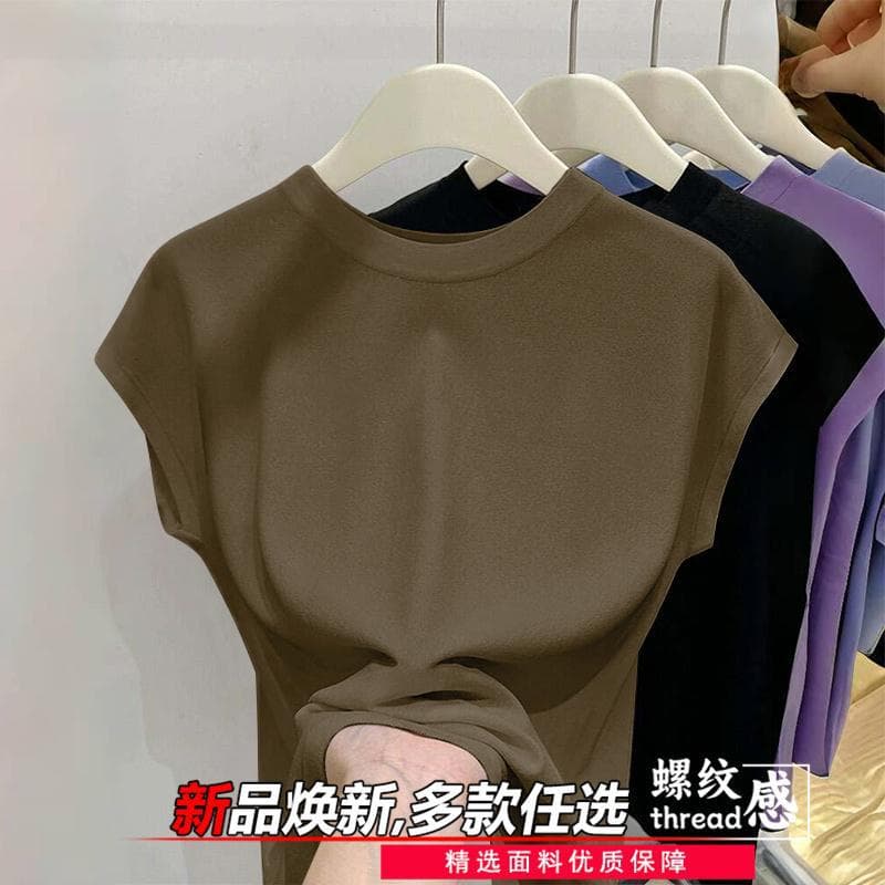 Korean Loose Fit 2025 Summer New Fashionable Age-Reducing Slimming Design Short Sleeve T-Shirt Women's Top