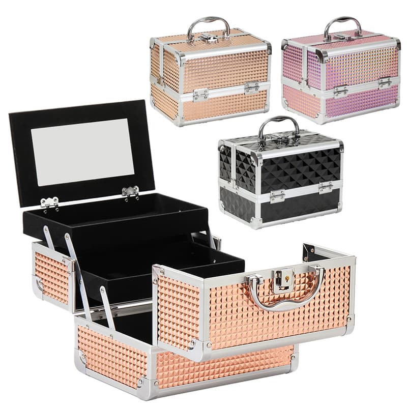 2026 New Makeup Case with Mirror, Nail Art & Eyelash Tool Box, Large Capacity, Tattoo Artist Portable Tote for On-the-Go Use