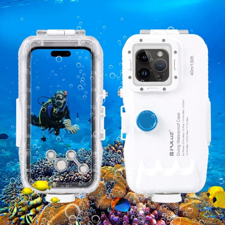 PULUZ Compatible with Apple iPhone 16 iOS 18 Diving Housing, 40-meter Sealed Waterproof Case