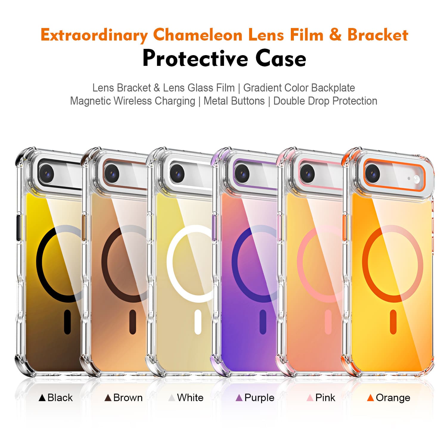 New four-corner anti-fall advanced lens cover bracket IP17 AIR colorful chameleon Magsaf