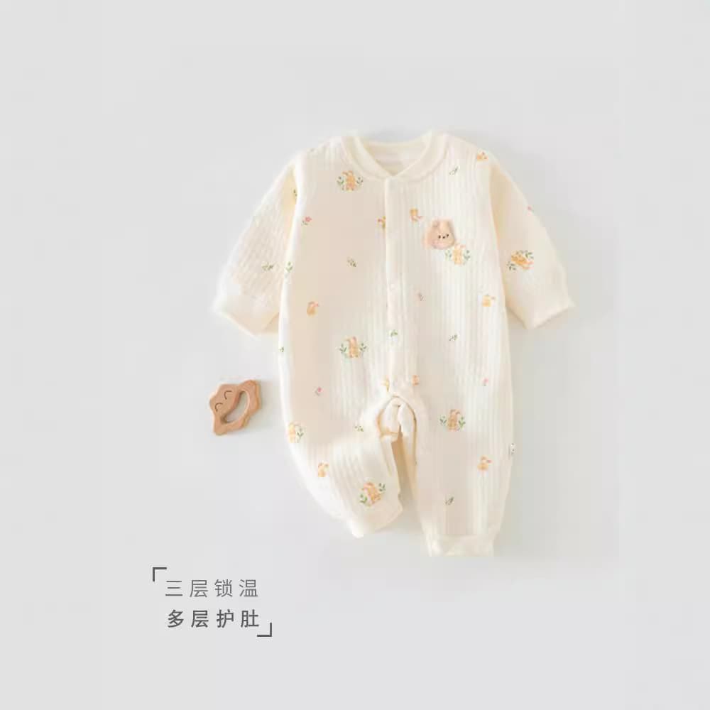 Pure Cotton Baby Romper A-Class Warmth Newborn Clothes Autumn Winter Unisex Long Sleeve Thickened Boneless Processed Clothes