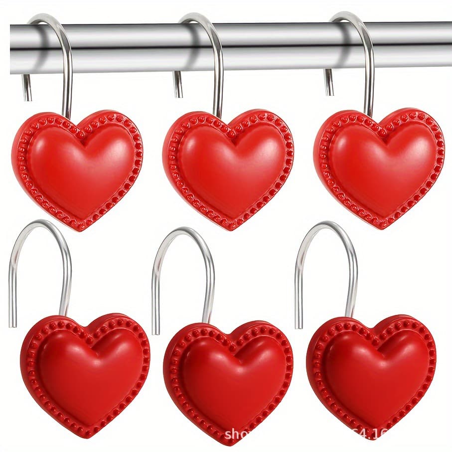 Factory Direct Amazon Cross-Border Hot-Selling Valentine's Day Resin Heart Decorative Shower Curtain Hooks Curtain Hooks