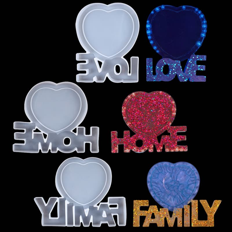 DIY Crystal Epoxy Resin Mold - Love Home Family Heart Photo Frame Decoration Silicone Mold