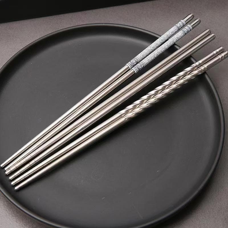 Factory Direct 6mm Square Stainless Steel Chopsticks Non-Slip Heat-Resistant for Home Hotel Cafeteria Stainless Steel Metal Chopsticks