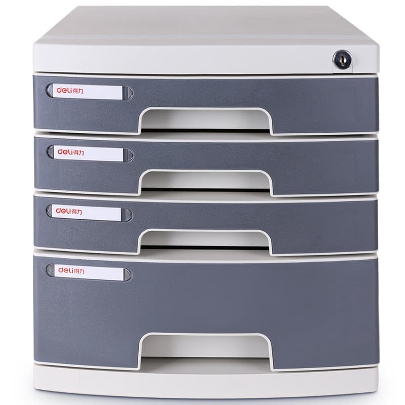 Deli 8854 Desktop Filing Cabinet, Four-Layer Filing Cabinet with Lock, 4-Layer Hard Plastic Filing Cabinet with Drawers, Wholesale