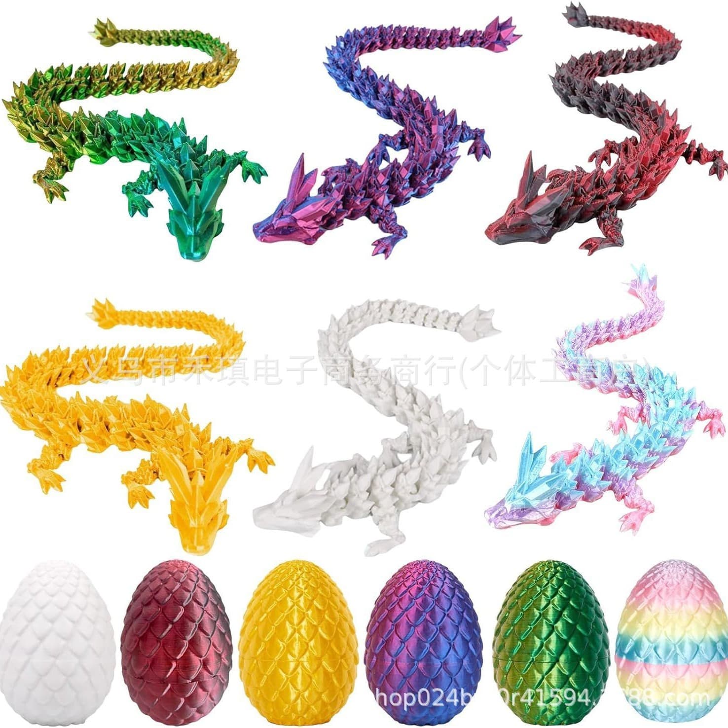 3D printed dragon egg set Chinese dragon crystal dragon wings flying dragon full body movable children's creative model ornament toy