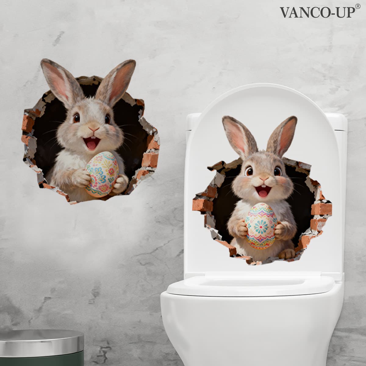 A variety of Easter cartoon rabbit eggs, flowers and butterflies toilet stickers for living room, bedroom, home decoration wall stickers