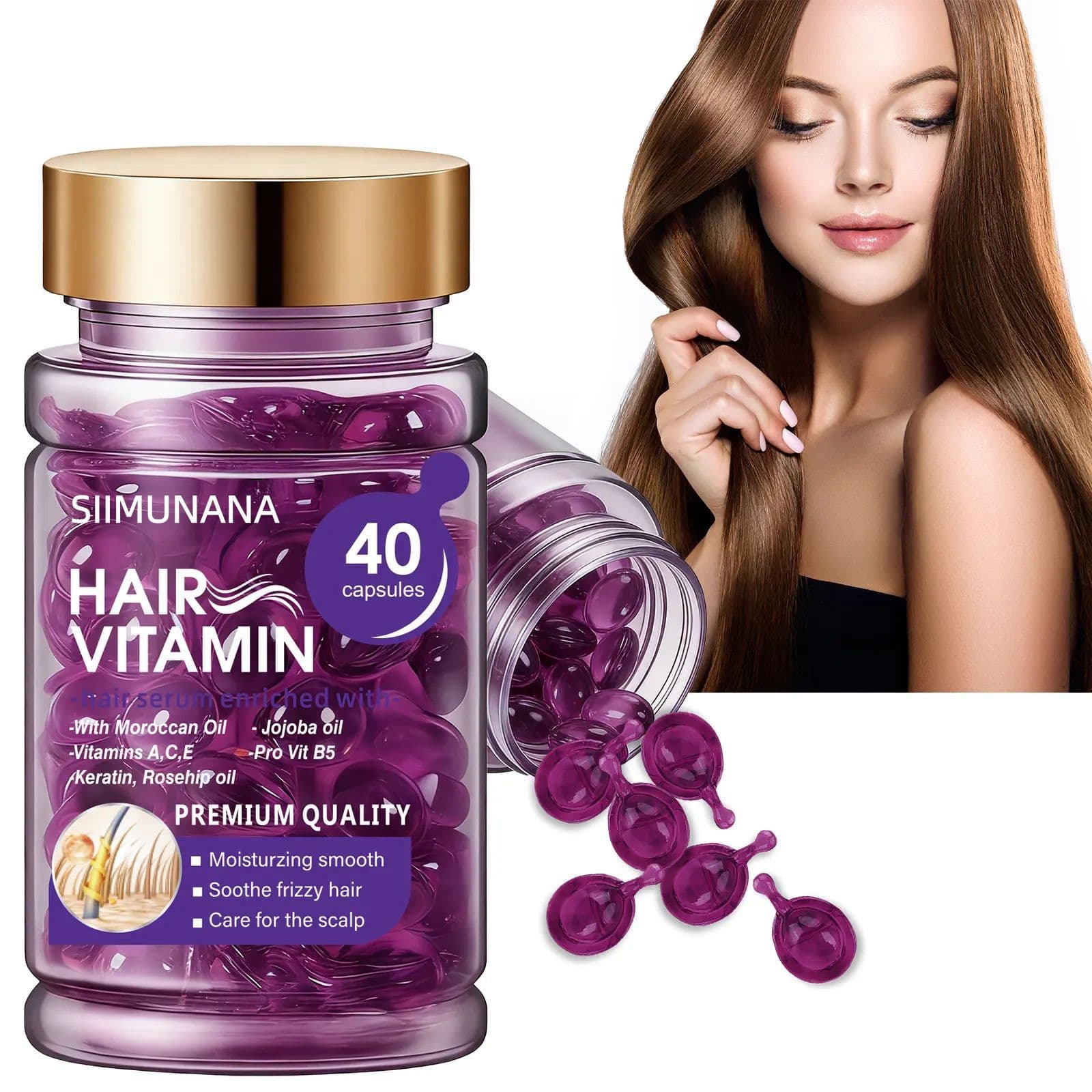 Cross-border Hot Seller TEMU Bestseller Hair Care Vitamin Capsules Moroccan Argan Oil Hair Capsules