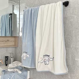 Sanrio Jade Cinnamon Dog Washing Towel and Hair Drying Cap - Style Women Wearable and Wrapped Cartoon Bath Towel for Adults and Children