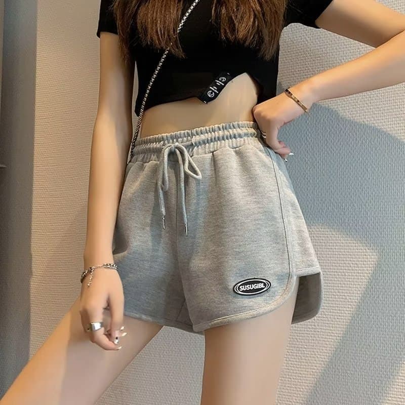New 2026 Summer Sports Shorts Women's Hot Pants Japanese Thin Casual Loose High Waist Long Legs Wide Leg Shorts