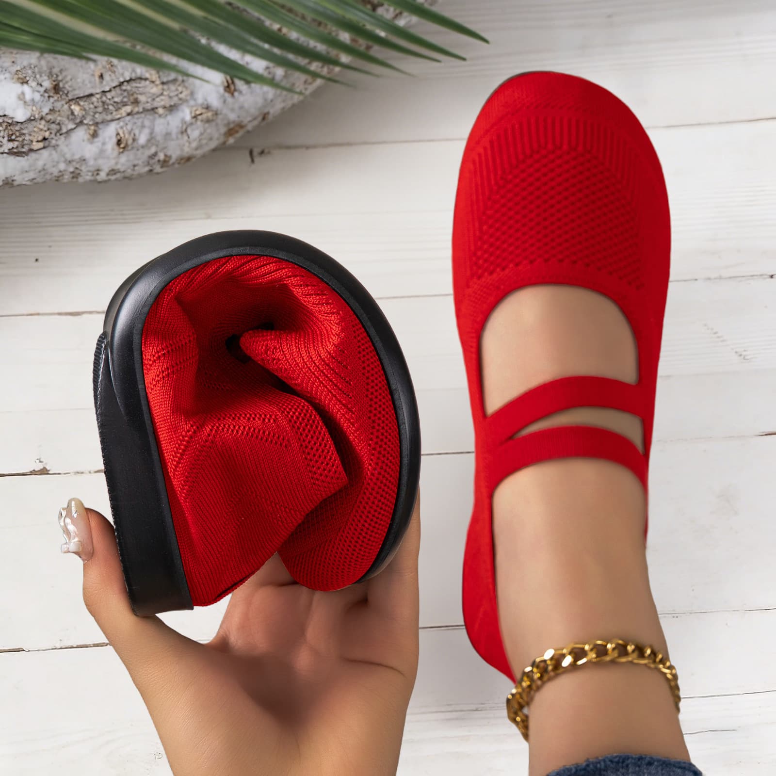 Women's Shoes, Cross-Border, Shallow Mouth, Slip-On, Soft Sole, Comfortable, Fly-Knit, Breathable, Wide Fit, Mom Shoes, Cloth Shoes