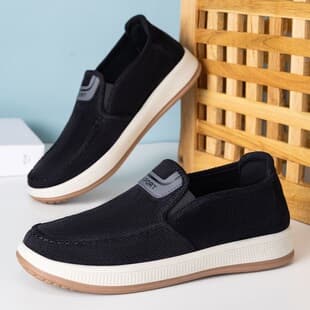 Men's casual shoes, slip-on loafers, versatile single shoes, soft sole, shallow mouth, breathable mesh shoes, foreign trade