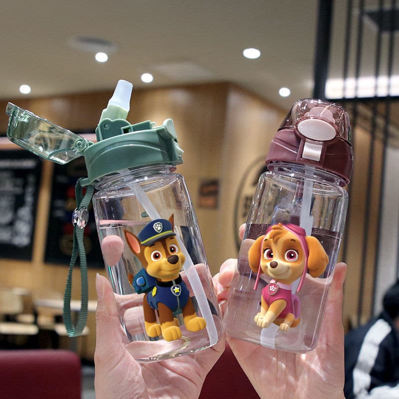 Paw Patrol Cute Cartoon Straw Cup for Kids, 2026 New Style, Portable Plastic Student Leak-proof and Drop-resistant Drinking Cup