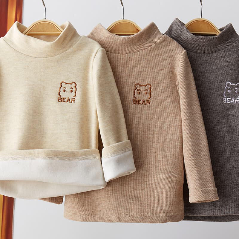 Kids Thin Fleece Boys Girls Half Turtleneck Warm Base Layer Top Toddler Baby T-Shirt Long Sleeve Undershirt Trendy