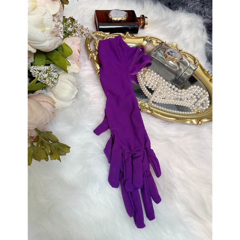 European and American foreign trade purple breathable lace sexy gloves mesh see-through sexy lingerie lace elastic long-sleeved gloves