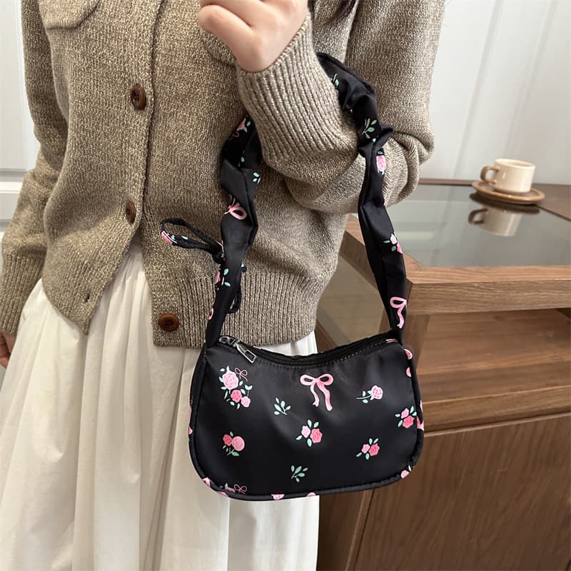 Women's Floral Print Underarm Bag, New Style Fresh and Sweet Handbag, Trendy Korean Fashion Minimalist Shoulder Bag for Women