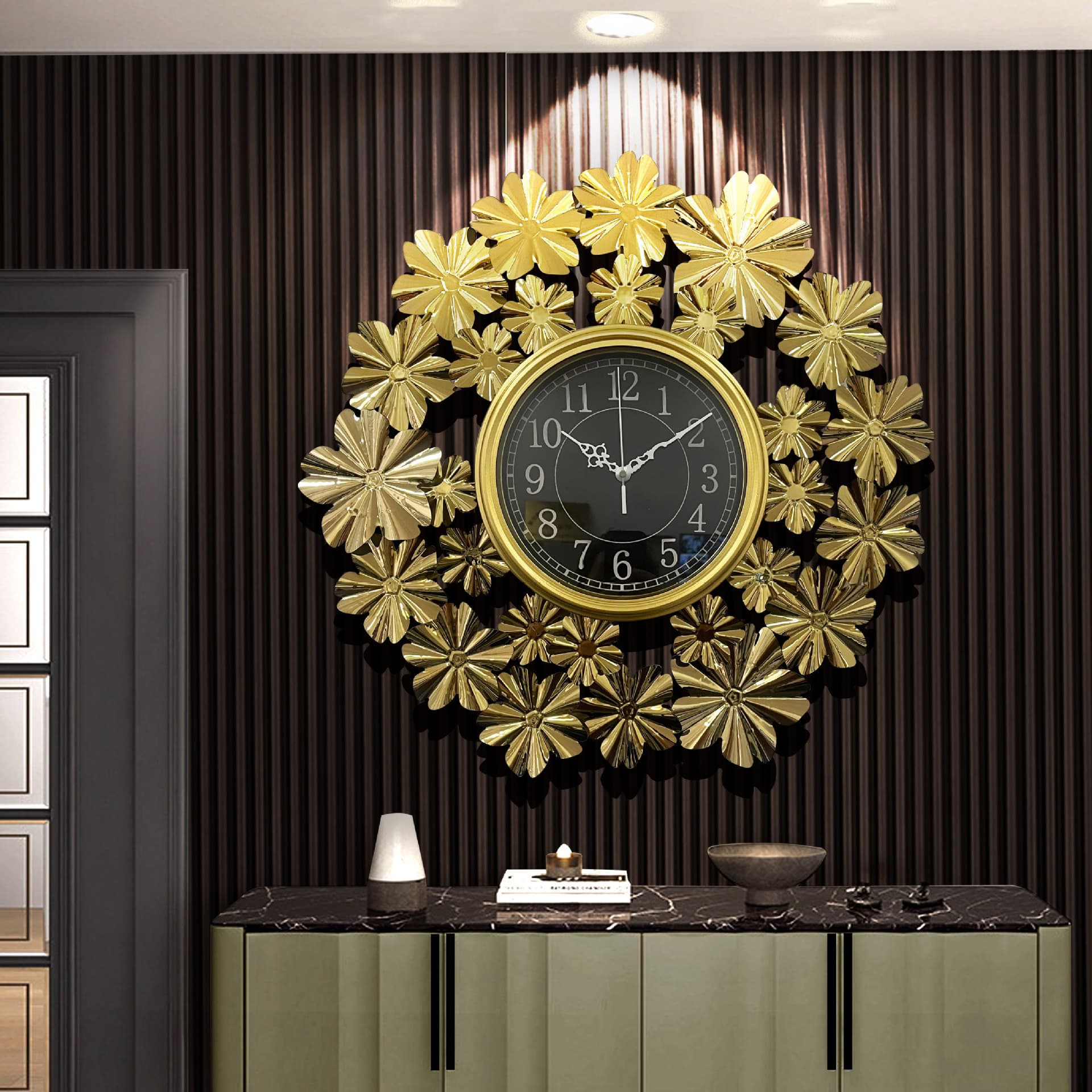 Living room internet celebrity clock wall clock porch home silent clock stylish light luxury metal wall hanging clock