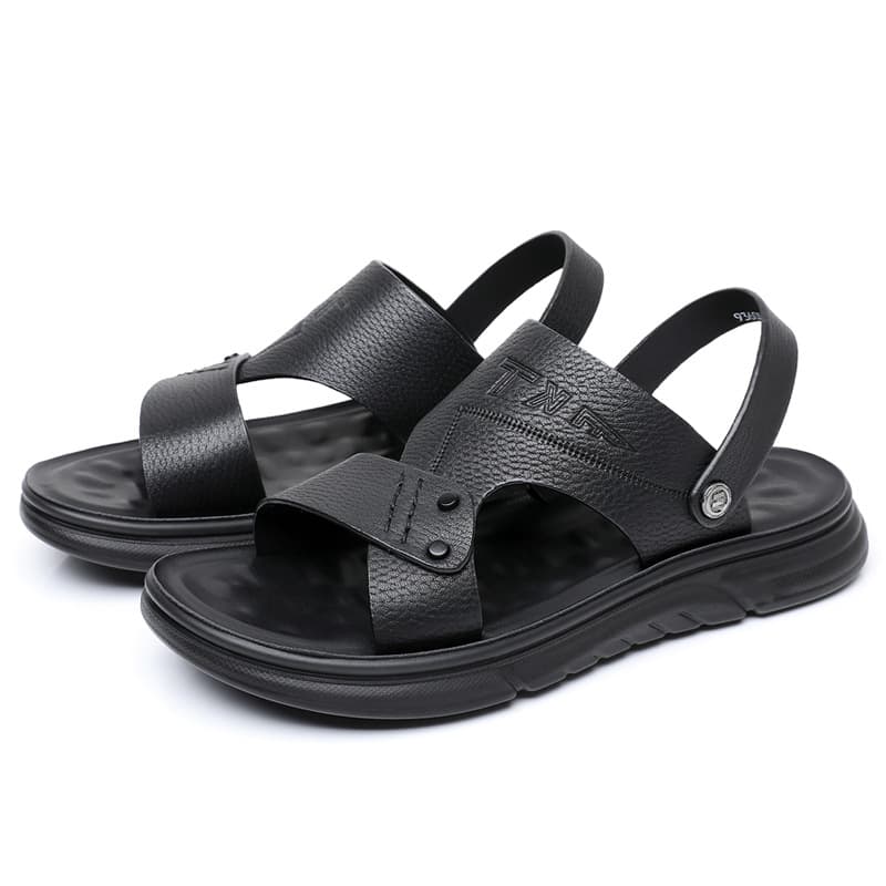 2026 Summer New Men's Sheepskin Sandals for Outdoor Wear, Dual-Purpose Beach Shoes, Breathable and Versatile Dad Shoes and Slippers