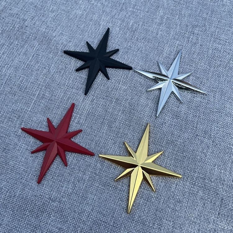 Guide star car sticker car 3D three-dimensional metal modified car logo body scratch sticker rear tail mark eight-pointed star decorative sticker