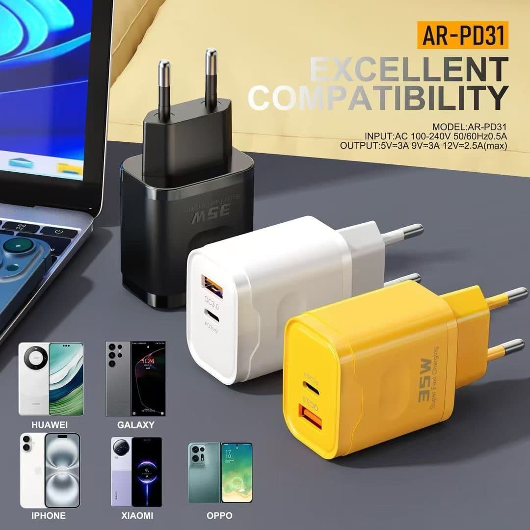 New product PD35W smart fast charging head USBType-C dual port adapter cross-border 5v2a mobile phone charger