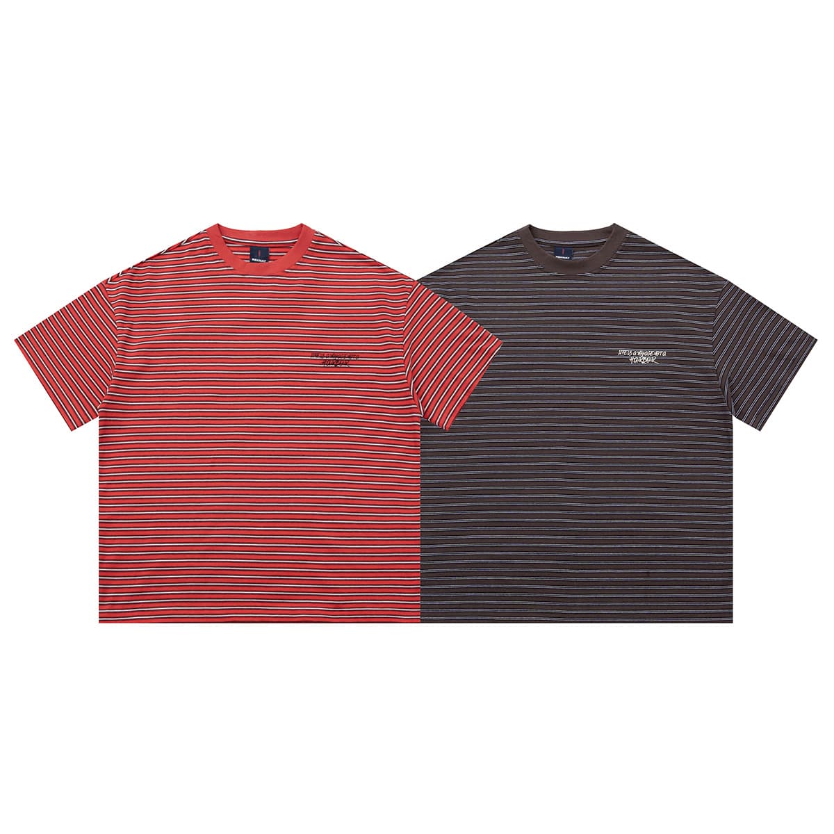 Guye Men's Clothing 2026 Summer New 260g Heavyweight T-Shirt Men's Striped Short Sleeve T-Shirt Color Block Print Tee