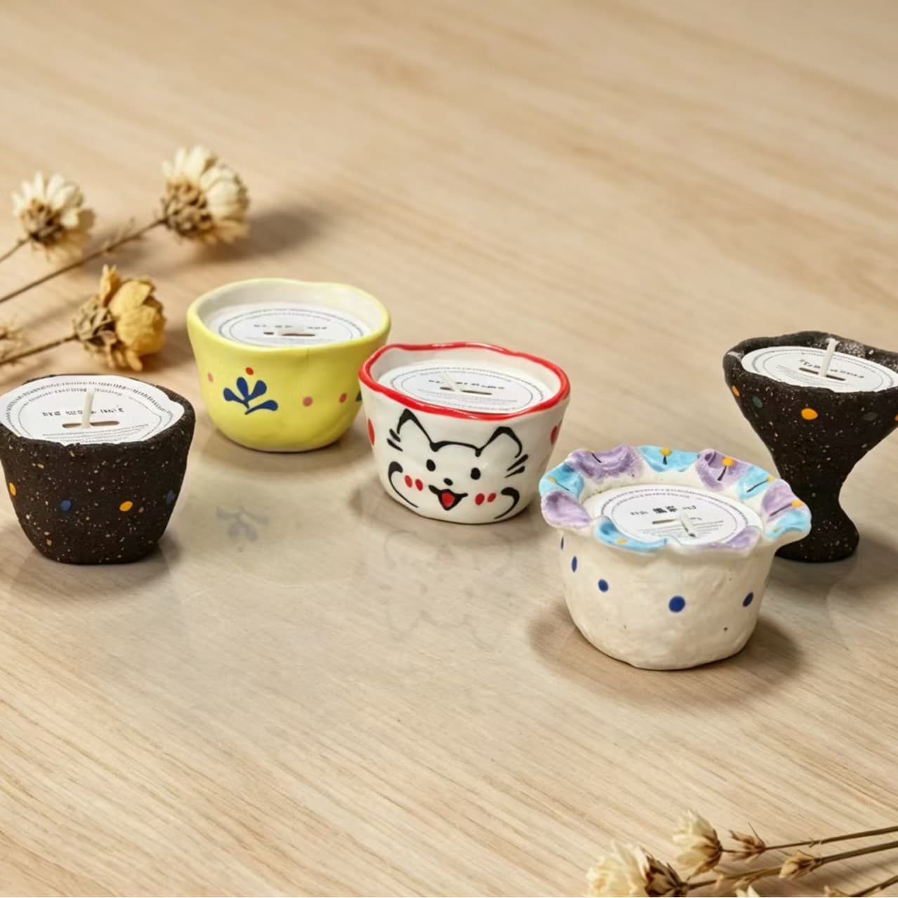 Colorful Ceramic Cup Aromatherapy Candle, Minimalist Scented Gift, Bedroom Ambiance Decor, Handmade Wax Aromatherapy