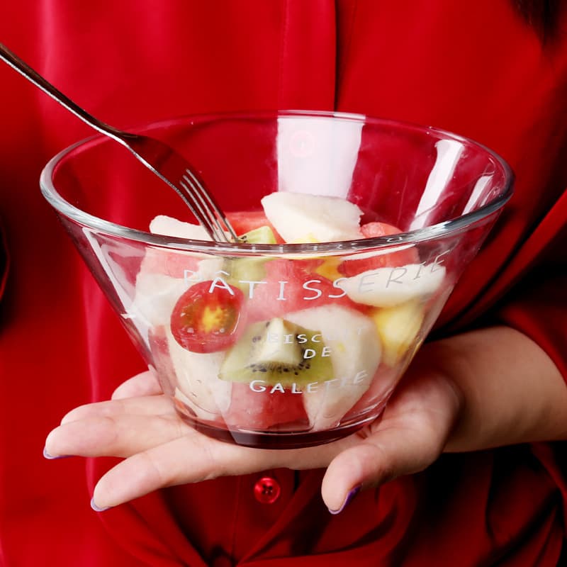 Household Glass Bowl Instant Noodle Bowl Single Noodle Bowl Household Salad Plate Ins Cute Fruit Salad Bowl Soup Bowl Tableware