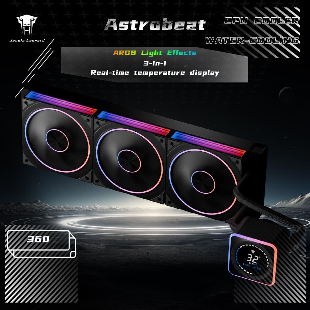 Jungle Leopard Star Pulse 360 Digital Display Liquid Cooler ARGB Infinite Mirror PWM Temperature Control Desktop Radiator Multi-Platform