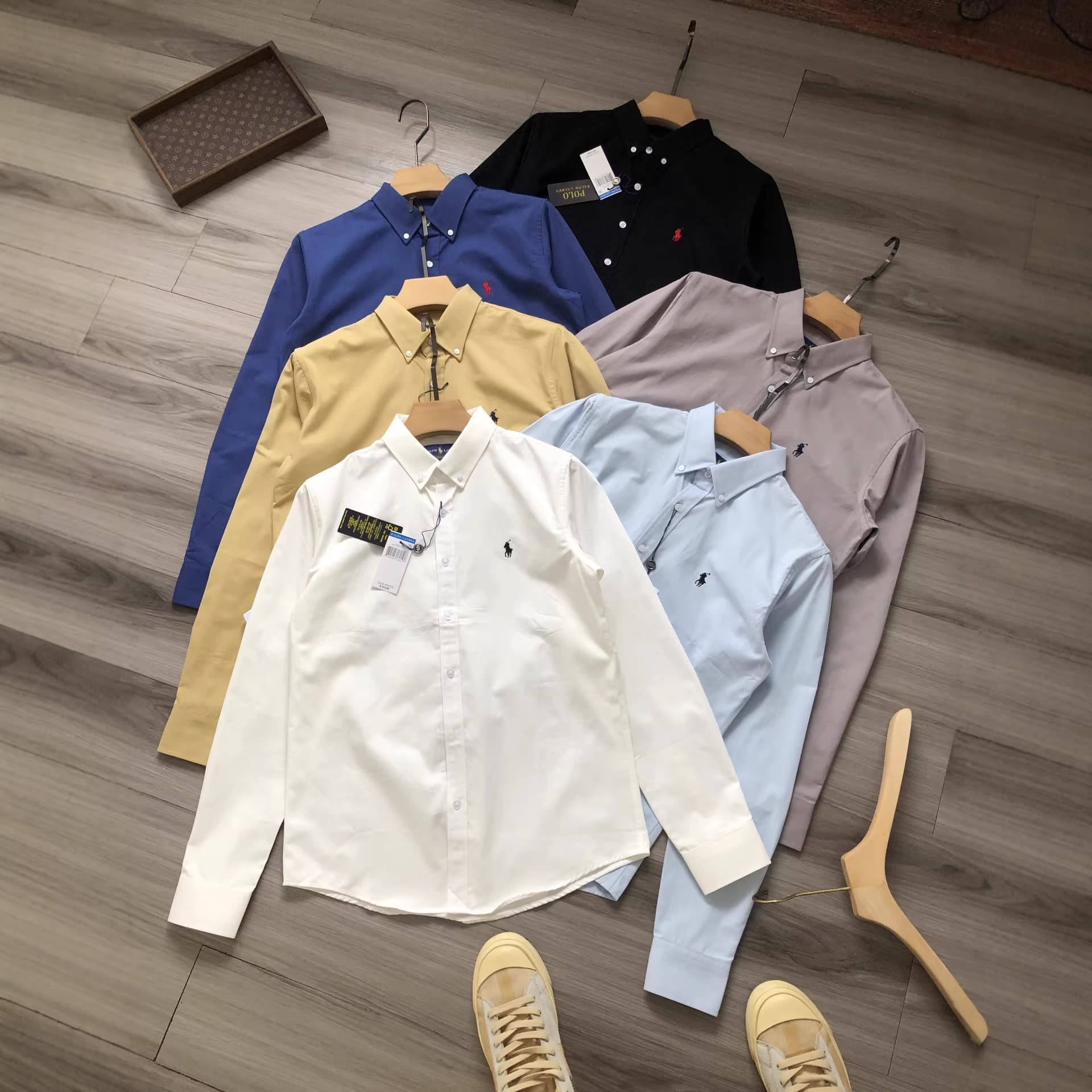 Cross-border high-quality RL six-color Raff family classic pony embroidery men's and women's Oxford fabric long-sleeved shirts