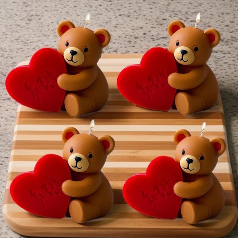 New Cross-Border 3D Cute Creative Light Luxury Decoration Silicone Mold Love Bear Scented Candle Silicone Mold