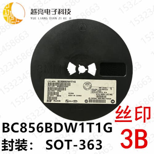 BC856BDW1T1G SOT-363, silkscreened 3B, brand new original dual PNP 45V 100mA transistor ON.