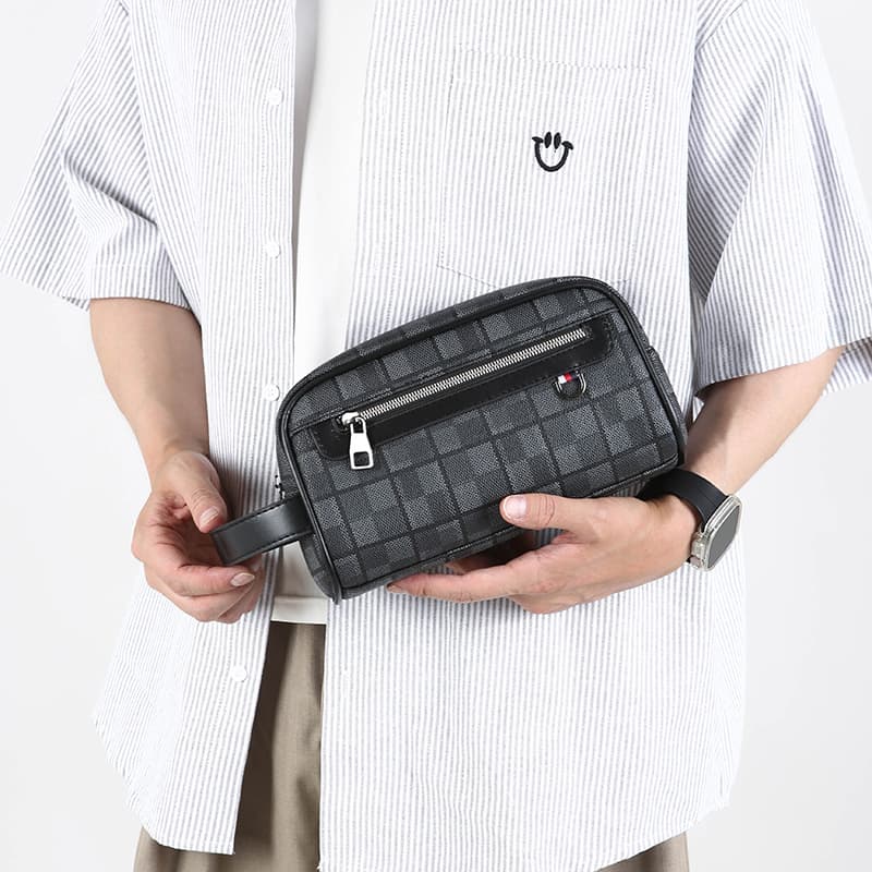 Men's Portable Handbag Large Capacity Business Tote Toiletry Bag Clutch Wallet Coin Phone Organizer Bag Trendy