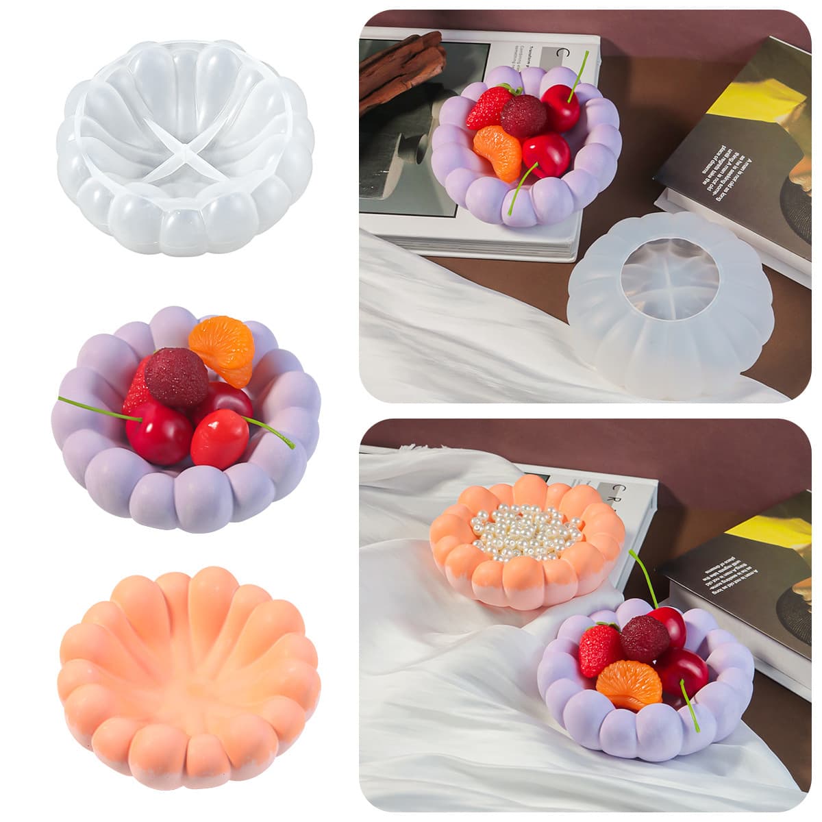 Large Aromatherapy Plaster Resin Cloud Storage Box Silicone Mold DIY Cloud Home Fruit Tray Candle Cup Mold