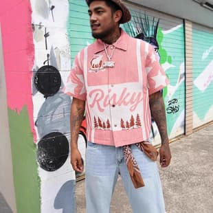 New Cross-Border American Retro Street Hip-Hop Letter Character 3D Print Loose Men's Short-Sleeve Cardigan Shirt