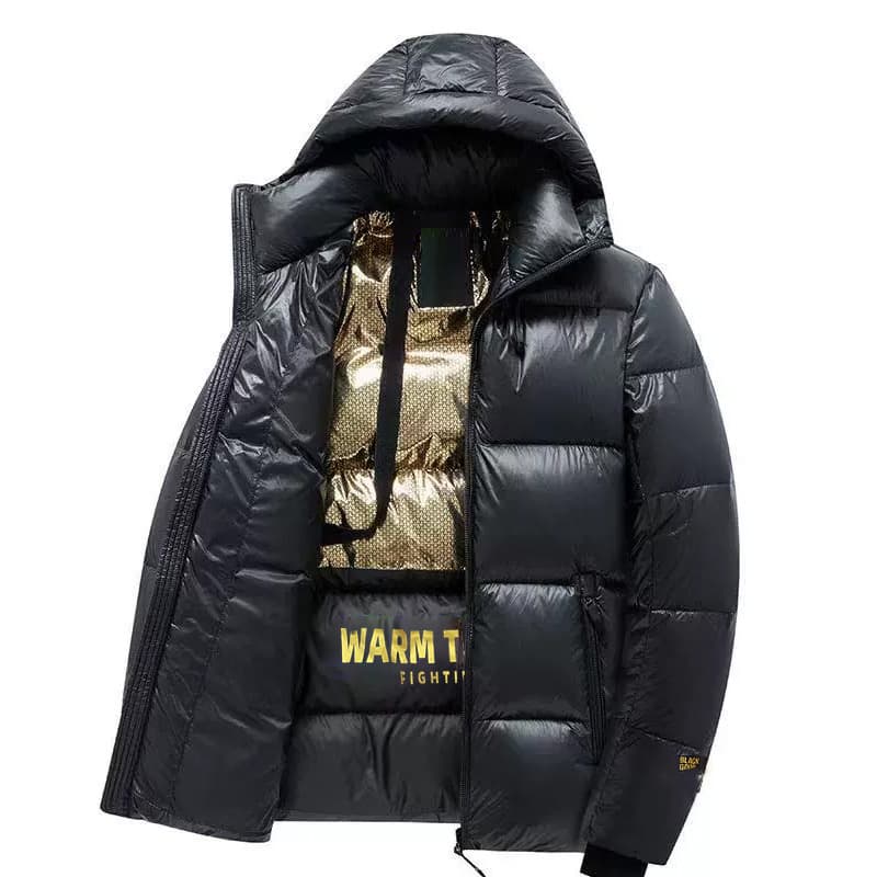 Cross-border Black Gold Cotton Coat Winter New Men's Thick Cotton Jacket Couple Style Hooded Loose Puffer Coat