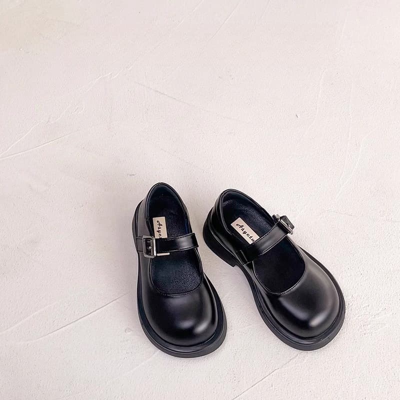 Girls Leather Shoes Black Mary Jane Spring Winter British Style Little Princess Shoes Performance Shoes Children Casual Shoes