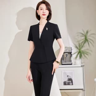 Business Short Sleeve Blazer Suit for Women 2026 Summer Korean Style Office Professional Jewelry Store Slim Fit Work Uniform