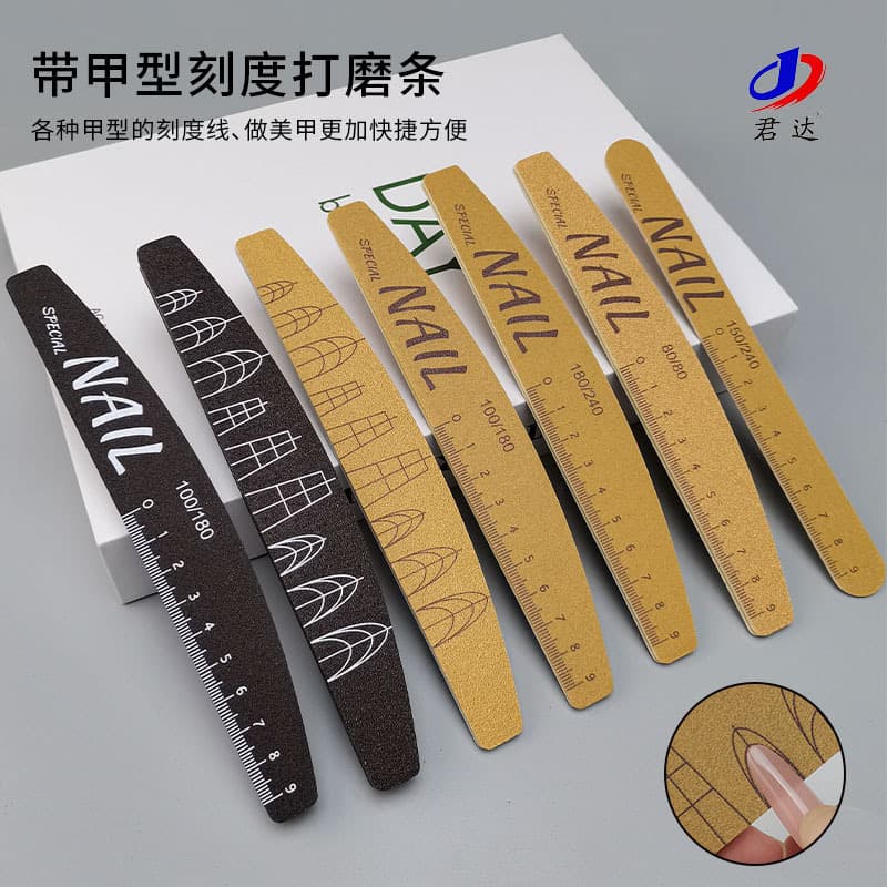 Junda new washable polishing strip, manicure scale ruler with nail file, professional manicure rubbing strip