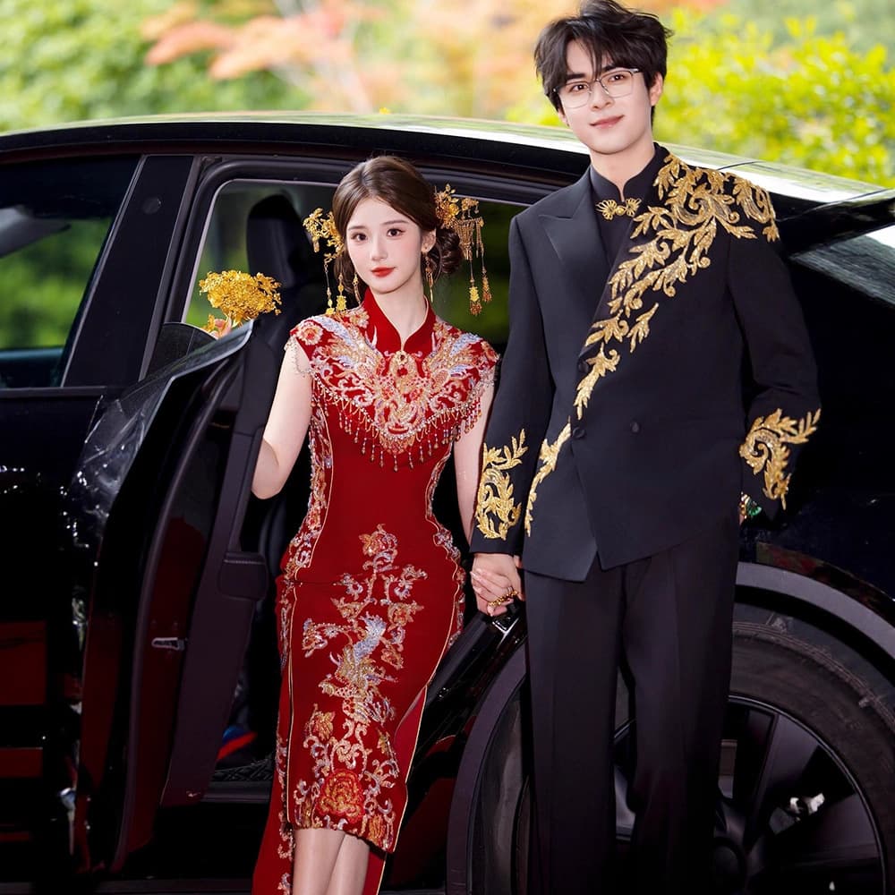 New Chinese-style Wedding Dress 2026 Autumn New Collection Bride Toast Dress Outfit Slim Fit Xiuhe Suit Women