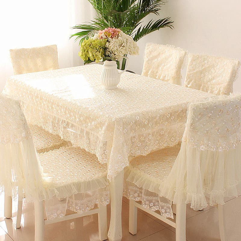 Tablecloth Coffee Table Cloth Fabric Rectangular Dining Table Cloth Chair Pad Chair Cover Set Lace Chair Cover Simple Modern