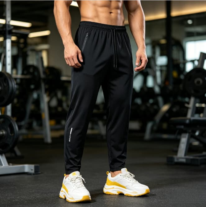 Pants Men's Summer Lightweight High Elasticity Men's Casual Pants Ice Silk Quick-drying Breathable Sports Pants Running Fitness Cross-Border