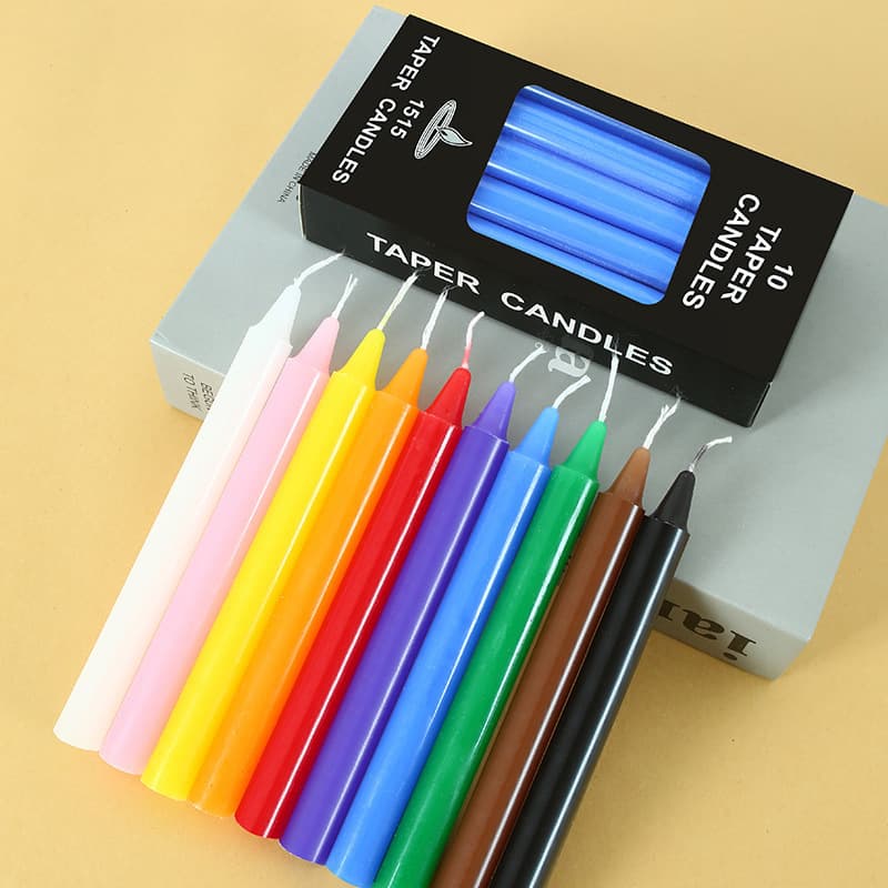 10 Pack Boxed Candles, Colorful Long Stick Candles for Home Lighting, Romantic Cylinder Candles for Weddings, Multi-Color Options
