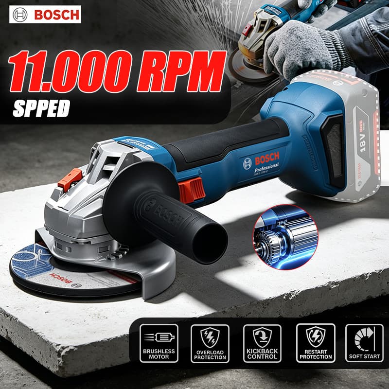 BOSCH Genuine Angle Grinder, Brushless, 800W, Disc Diameter 100mm, Speed 1100, Suitable for Metal
