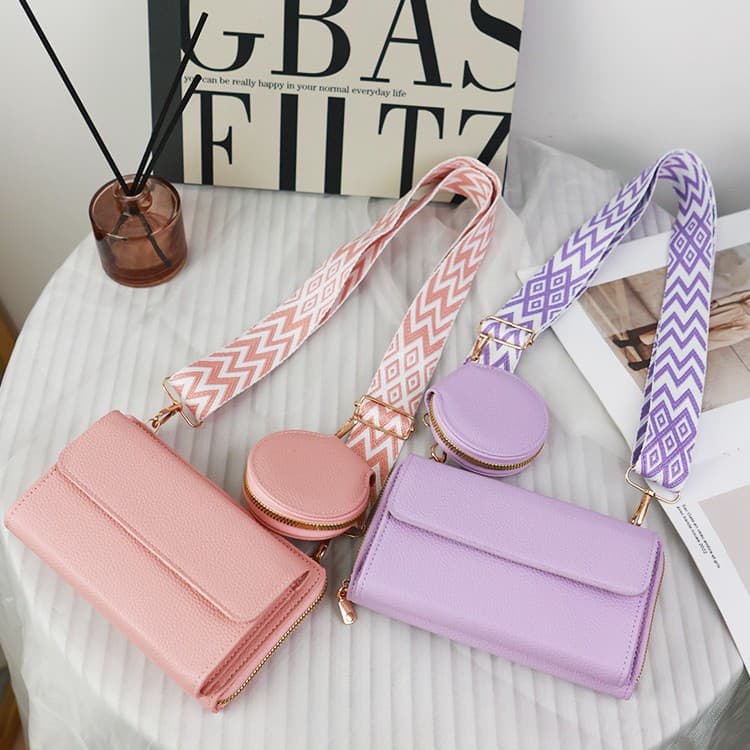 New 2025 Large Capacity Mother-Child Mobile Phone Bag Simple Japanese Lychee Pattern Ladies Single Shoulder Slant Cross Bag
