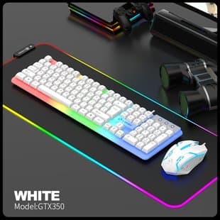 LIMEIDE Upgraded GTX350 Glowing Keyboard Mouse USB Mechanical Feel Wired Spherical Keycap Set