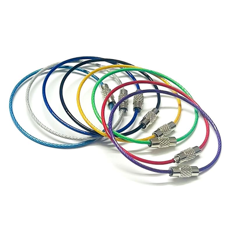 Wire Ring Stainless Steel Wire Rope Key Ring Colorful Rubberized Wire Lock Luggage Tag Car Key