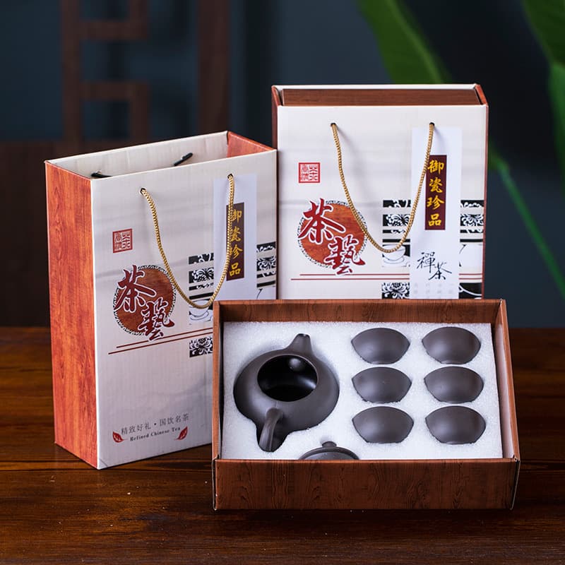 Purple Clay Kung Fu Tea Set, Meeting and Opening Gifts, Home Tea Infuser, Ceramic Teapot, Small Tea Cups, Simple Style